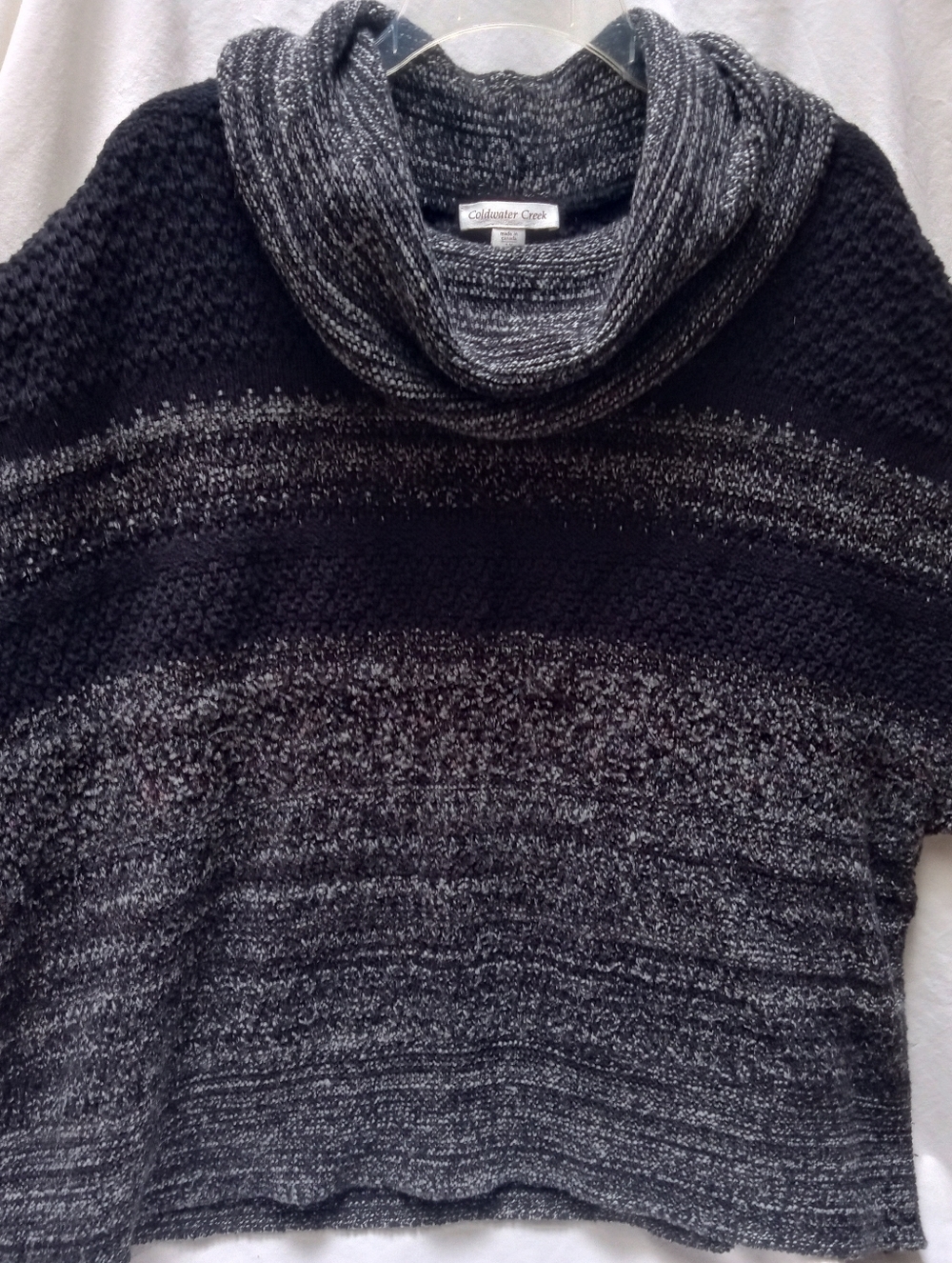 Coldwater Creek Black & Gray Marled Cowl Neck Sweater